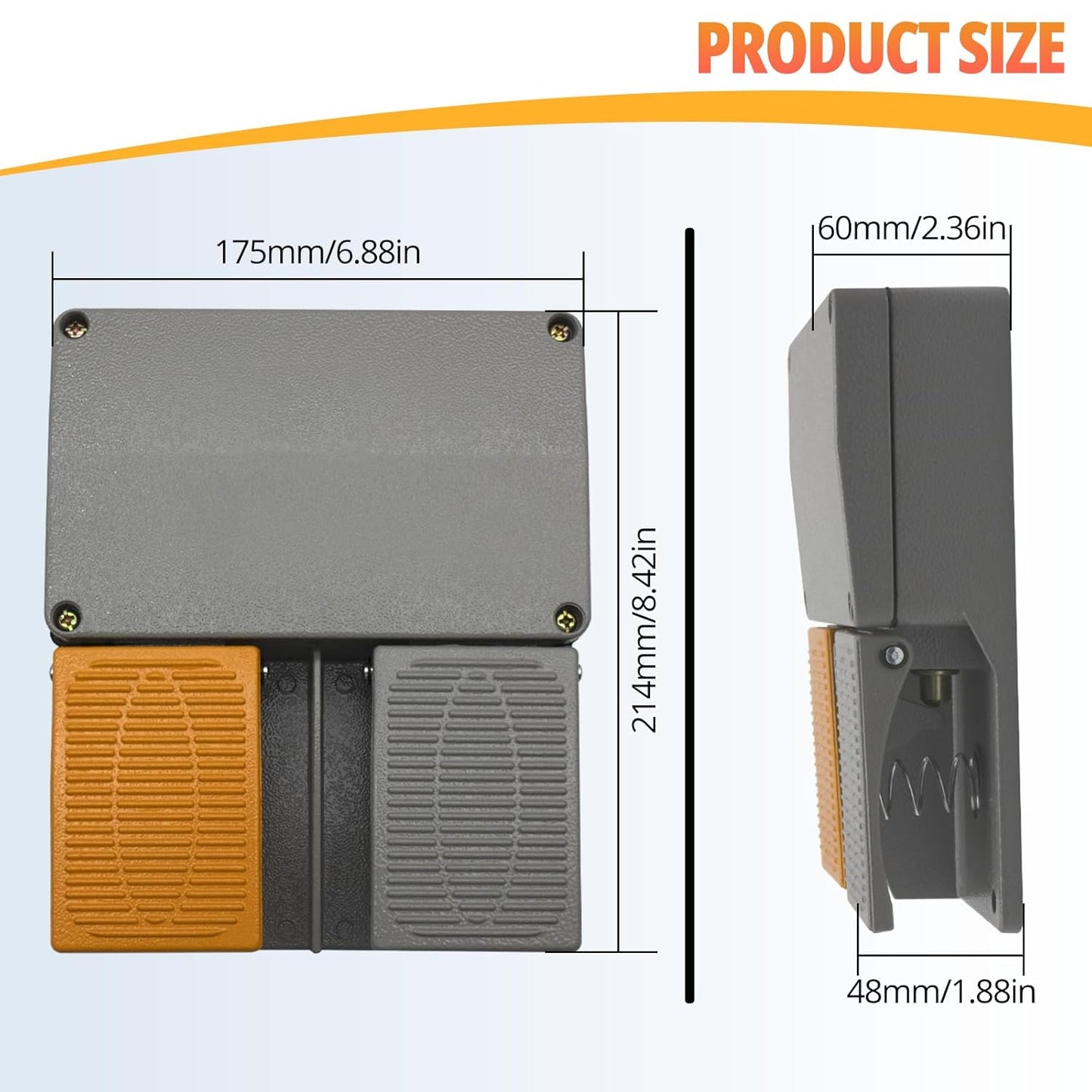 Double Pedal Foot Switch,SPDT,NO NC, Momentary Footswitch Dual Foot Pedal with Cast Aluminum,for Lathes,Drills,Punching Power Machines.(Deadman Style)