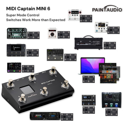 Paint Audio MIDI Captain MINI 6 Foot Controller Multi-Effects Keyboards Synthesizer USB-MIDI DAW DSP Software USB-HID Support Multi-state Switch Cycling(MIDI Captain MINI 6)