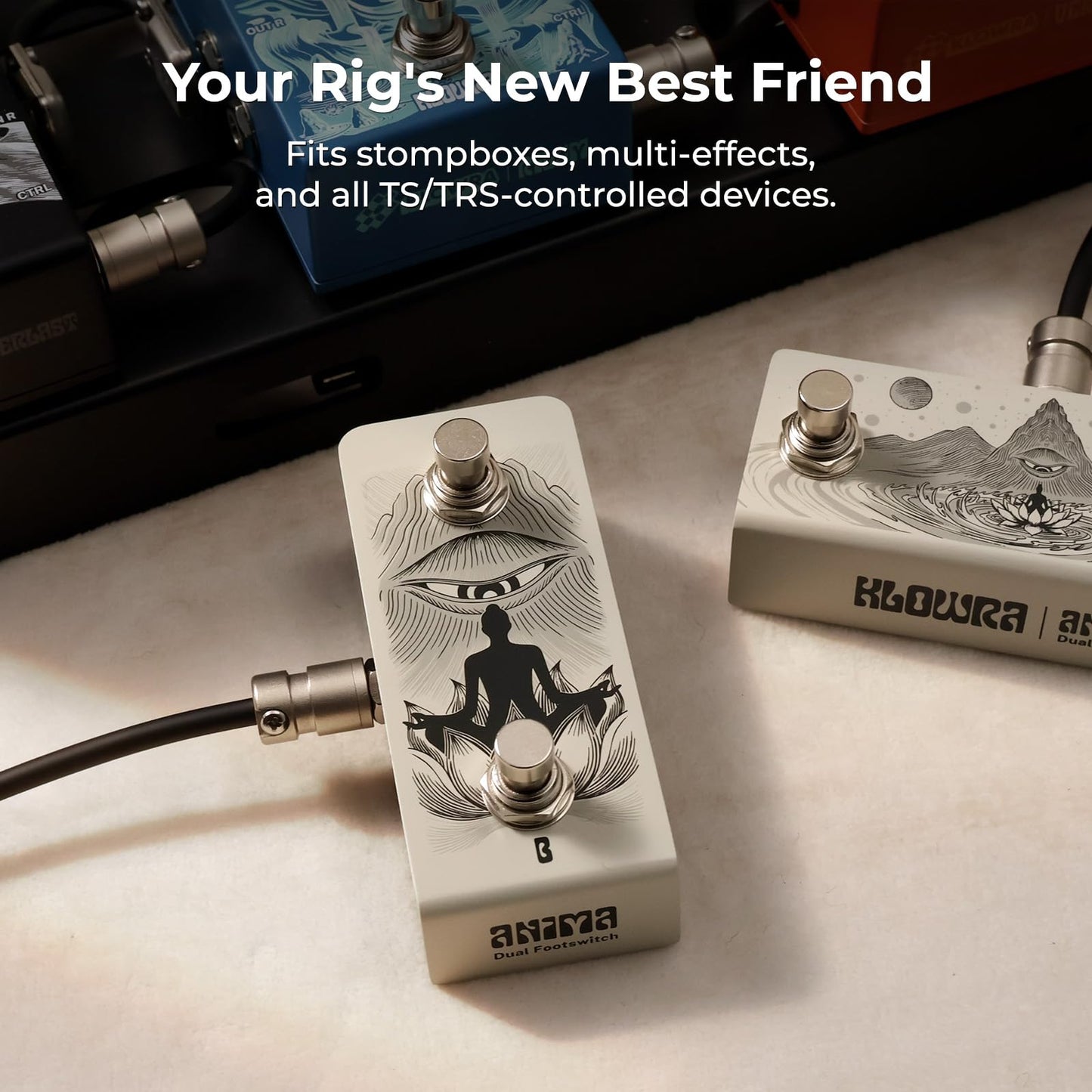 Animus Dual Momentary Footswitch Controller for Guitar Pedals, 1×TRS&2×TS Outputs to Control Up to 3 Pedals, Passive TRS A/B Mapping Switch, Includes TRS Cable(Animus Khaki)