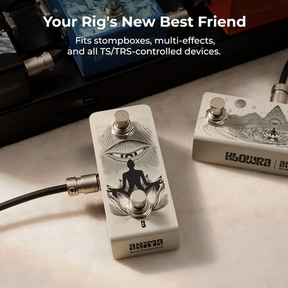 Animus Dual Momentary Footswitch Controller for Guitar Pedals, 1×TRS&2×TS Outputs to Control Up to 3 Pedals, Passive TRS A/B Mapping Switch, Includes TRS Cable(Animus Khaki)