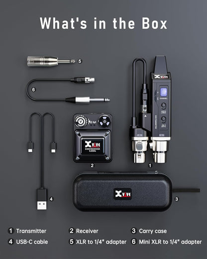 Xvive U45D Wireless in Ear Monitor System for Live Gigs, Small Venues and Worship Bands, 5.8GHz Stereo IEM System with Under 5ms Latency, No Rack Gear, Stereo/L/R/Mix Monitoring Mode