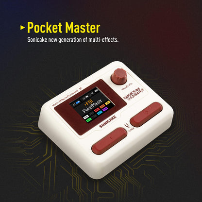 SONICAKE Pocket Master-Multi Effects Guitar Pedal with 9 Effects Modules 100 Drum Rhythms and Looper 100 Presets 20 Amp/Cab Electric Guitar Effects Processor OTG USB Audio Interface BT (Grey)