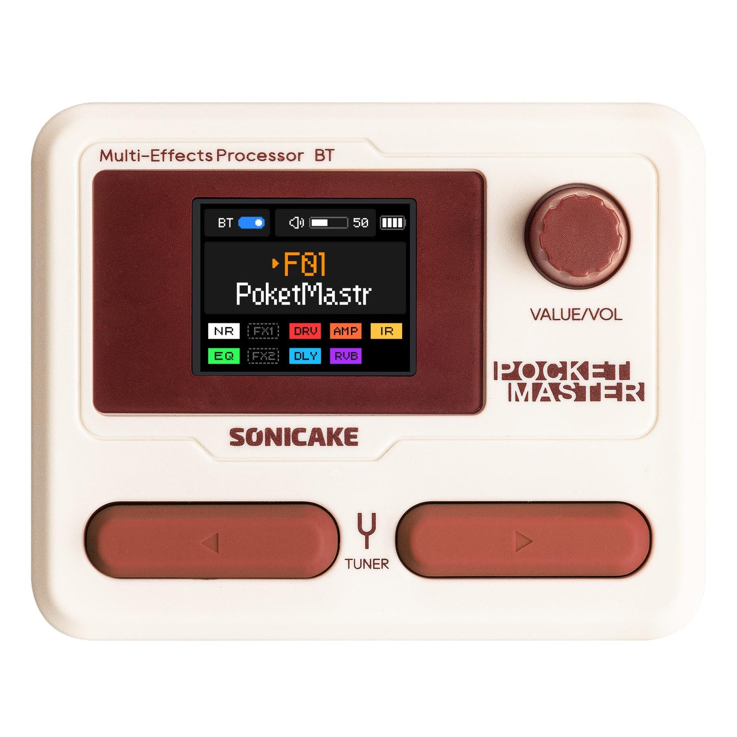 SONICAKE Pocket Master-Multi Effects Guitar Pedal with 9 Effects Modules 100 Drum Rhythms and Looper 100 Presets 20 Amp/Cab Electric Guitar Effects Processor OTG USB Audio Interface BT (Grey)