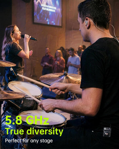 Xvive U45D Wireless in Ear Monitor System for Live Gigs, Small Venues and Worship Bands, 5.8GHz Stereo IEM System with Under 5ms Latency, No Rack Gear, Stereo/L/R/Mix Monitoring Mode