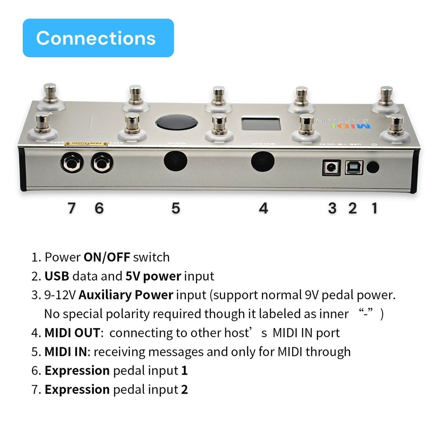 PAINTAUDIO MIDI Captain Foot Controller Multi-Effects Keyboards Synthesizer USB-MIDI musical software Bias with Time Engine Function Support all PC/CC/Note commander 10 Foot Switches