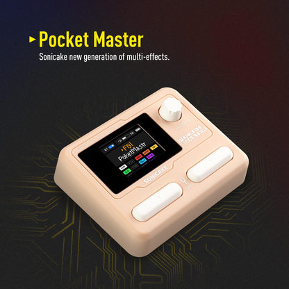SONICAKE Pocket Master-Multi Effects Guitar Pedal with 9 Effects Modules 100 Drum Rhythms and Looper 100 Presets 20 Amp/Cab Electric Guitar Effects Processor OTG USB Audio Interface BT (Grey)