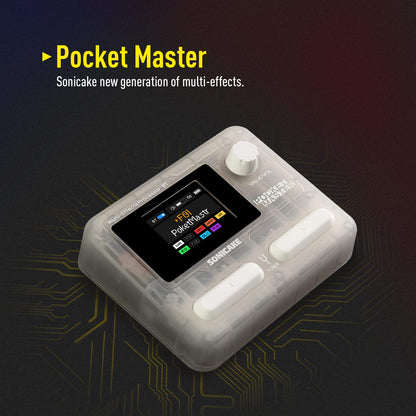 SONICAKE Pocket Master-Multi Effects Guitar Pedal with 9 Effects Modules 100 Drum Rhythms and Looper 100 Presets 20 Amp/Cab Electric Guitar Effects Processor OTG USB Audio Interface BT (Grey)