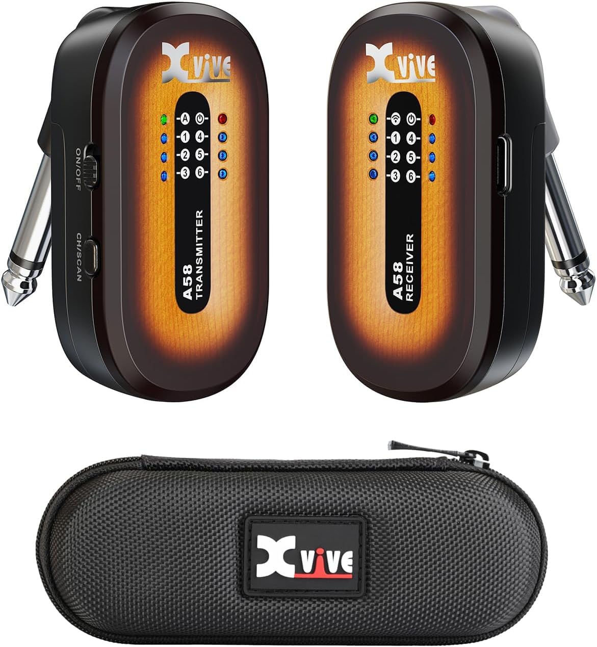 Xvive A58 Wireless Guitar System 5.8GHz Wireless Guitar Transmitter Receiver for Active or Passive Pickup Electric/Acoustic Bass Guitar