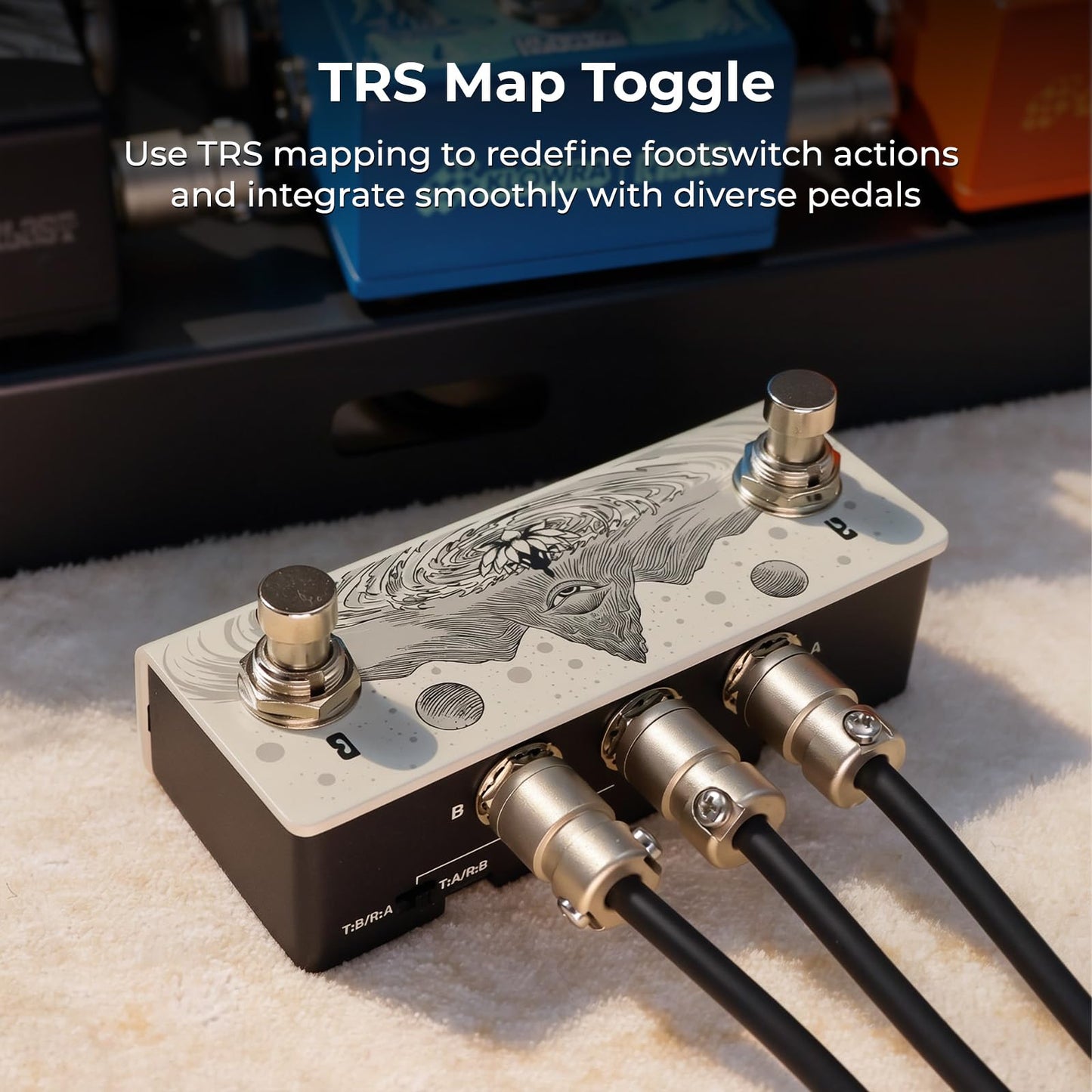 Animus Dual Momentary Footswitch Controller for Guitar Pedals, 1×TRS&2×TS Outputs to Control Up to 3 Pedals, Passive TRS A/B Mapping Switch, Includes TRS Cable(Animus Khaki)