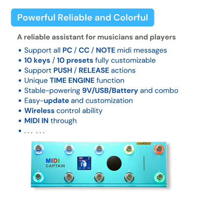 PAINTAUDIO MIDI Captain Foot Controller Multi-Effects Keyboards Synthesizer USB-MIDI musical software Bias with Time Engine Function Support all PC/CC/Note commander 10 Foot Switches