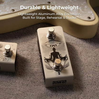 Animus Dual Momentary Footswitch Controller for Guitar Pedals, 1×TRS&2×TS Outputs to Control Up to 3 Pedals, Passive TRS A/B Mapping Switch, Includes TRS Cable(Animus Khaki)