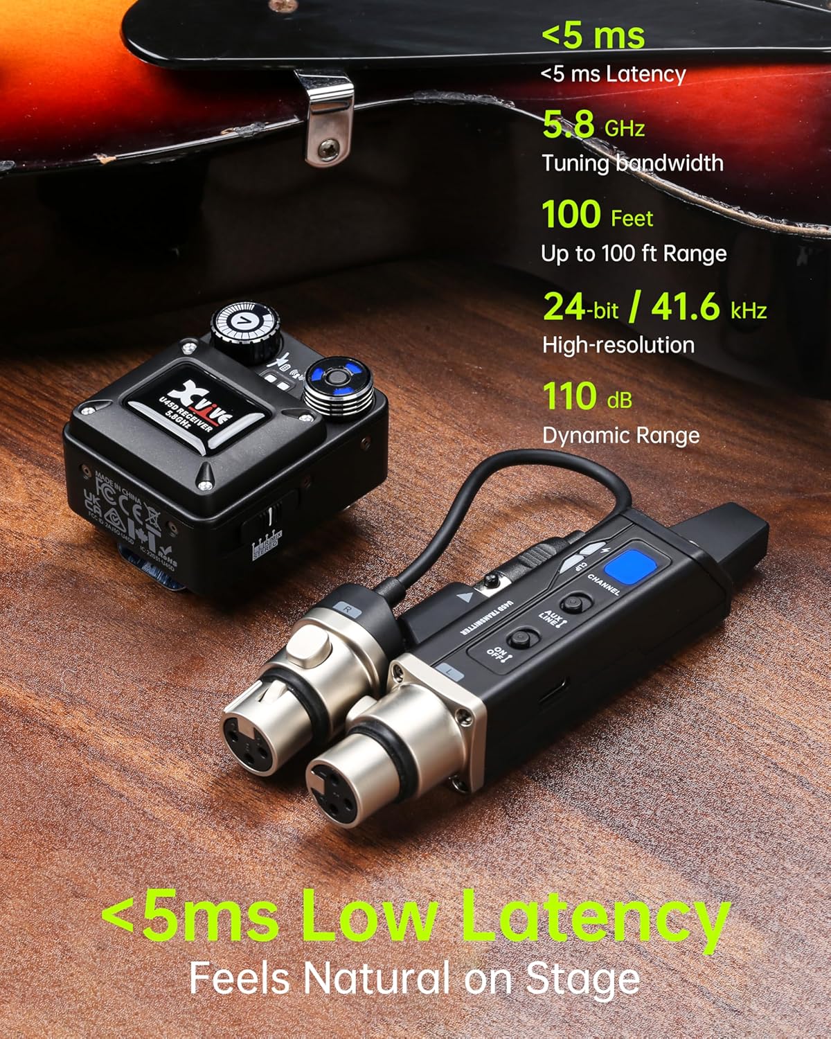 Xvive U45D Wireless in Ear Monitor System for Live Gigs, Small Venues and Worship Bands, 5.8GHz Stereo IEM System with Under 5ms Latency, No Rack Gear, Stereo/L/R/Mix Monitoring Mode